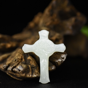 山料和田白玉十字架吊坠