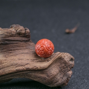 19.5mm柿子红南红回纹珠