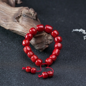 阿卡珊瑚桶珠单圈手串