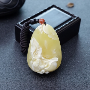 白花蜜蜡悟道吊坠