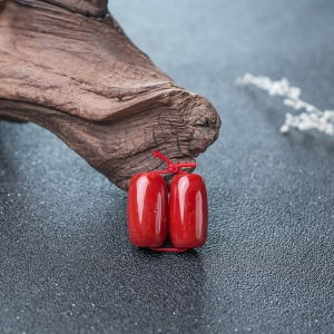 阿卡珊瑚桶珠（两件）