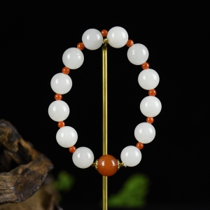 12mm山料和田白玉单圈手串