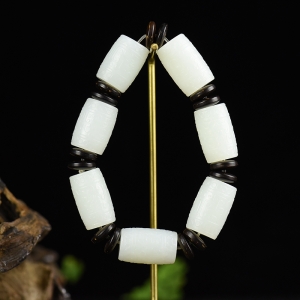 山料和田羊脂白玉守护单圈手串