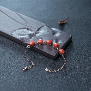 18K沙丁珊瑚心形手链