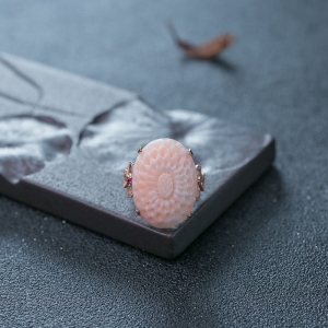 18K深水珊瑚花戒指