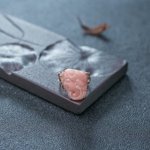 18K深水珊瑚美女戒指