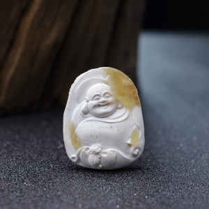 带皮瓷白白蜜弥勒佛吊坠