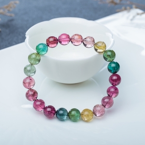 9mm彩虹碧玺单圈手串