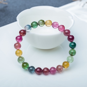 8mm彩虹碧玺单圈手串