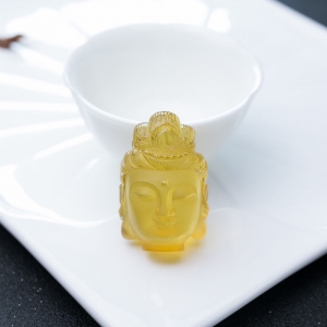 墨西哥蓝珀观音吊坠