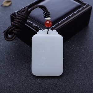 山流水料和田羊脂白玉竹节吊坠