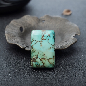 高瓷铁线蓝绿绿松石无事牌吊坠