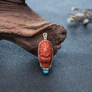 18K柿子红南红龙头吊坠