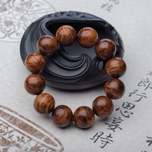 20mm海南虎皮纹黄花梨单圈手串