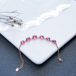 18K玫红碧玺手链
