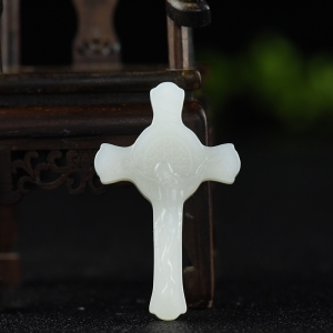 山料和田白玉十字架吊坠