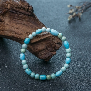 中高瓷铁线绿松石单圈手串