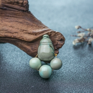 高瓷铁线绿色绿松石三通圆珠配件