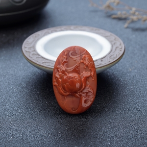 柿子红南红蝶恋花吊坠