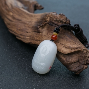 山料和田羊脂白玉观音吊坠