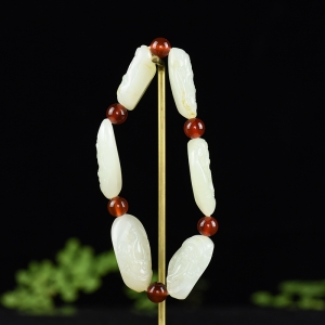 山料和田白玉财神到单圈手串