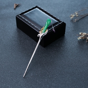 18K糯冰种翠绿翡翠心花怒放发簪