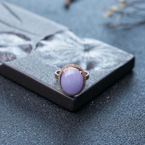 18K糯种紫罗兰翡翠戒指