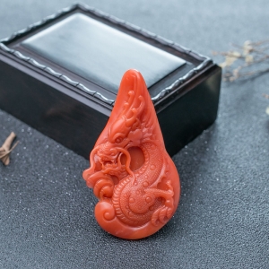 柿子红南红龙吊坠