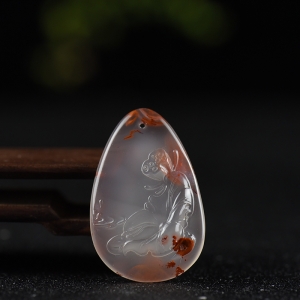 冰飘柿子红南红佳偶天成吊坠