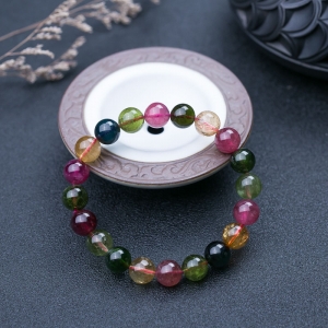 9.5mm彩虹碧玺单圈手串