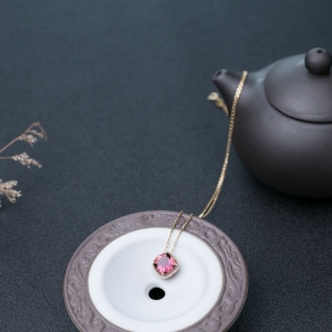 18K粉色碧玺项链