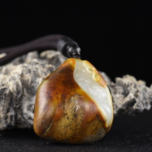 籽料和田白玉蝶恋花手把件