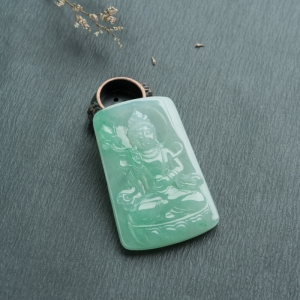 糯冰种飘翠翡翠观音吊坠