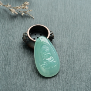 糯冰种晴水翡翠宝宝佛吊坠