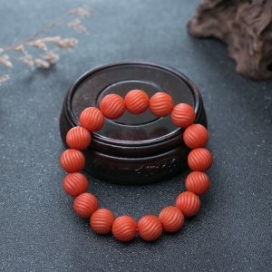 11.5mm柿子红南红单圈手串