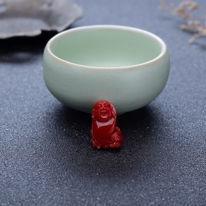阿卡牛血红珊瑚弥勒佛吊坠
