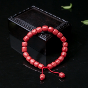 MOMO珊瑚桶珠单圈手串