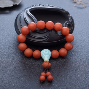 14mm柿子红南红单圈手串