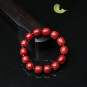 沙丁珊瑚桶珠单圈手串