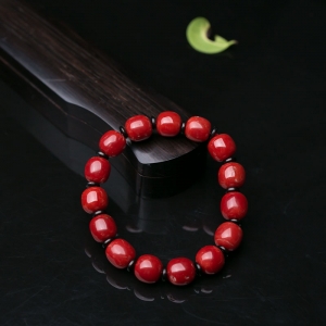 沙丁珊瑚桶珠单圈手串