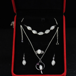 银镶山料和田白玉套装（四件）