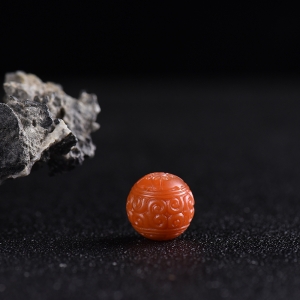 柿子红南红回纹珠配件