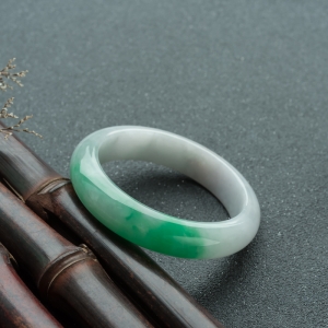 55.5mm糯种飘翠翡翠平安镯