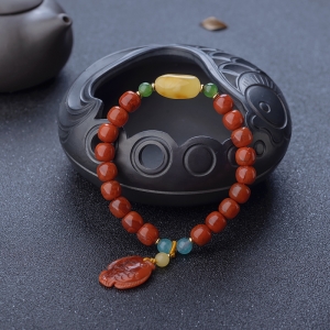 8mm柿子红南红单圈手串