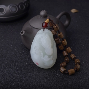 山料和田白玉马上封侯手把件