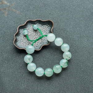 12mm糯种飘花翡翠单圈手串