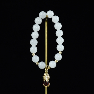 10mm山料和田白玉貔貅单圈手串