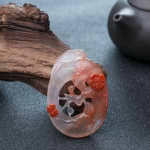 冰飘料南红喜上眉梢吊坠