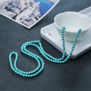 4mm中高瓷铁线蓝绿松石多圈手串