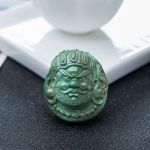 高瓷绿色绿松石黄财神吊坠